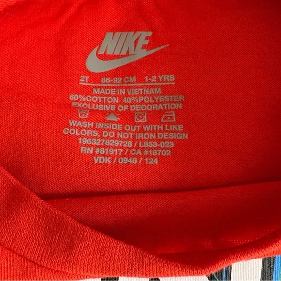 Nike orange Graphic 'Just Do It' Kids Tee with Multicolor Accents - Picture 3 of 5